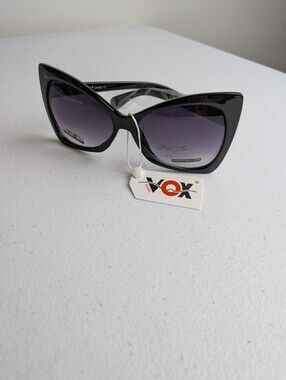 VOX Trendy Oversized Cat Eye Retro Style Black Fashion Sunglasses